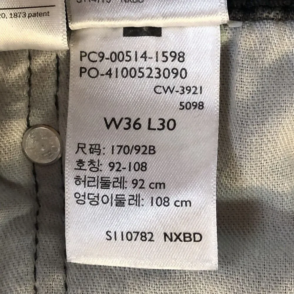 Levi's 514 Straight Fit Jeans Mens Washed Black Denim Pants 36x30